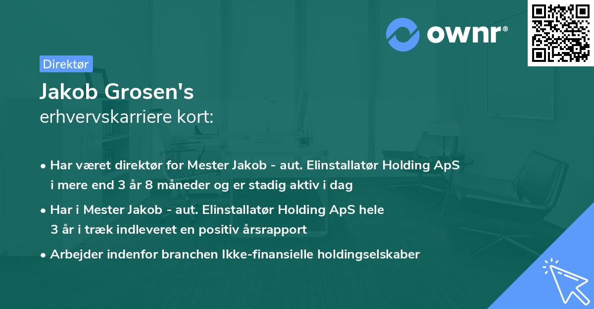 Jakob Grosen's erhvervskarriere kort