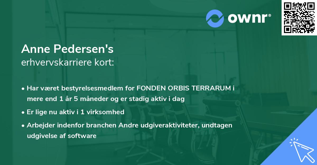 Anne Pedersen's erhvervskarriere kort