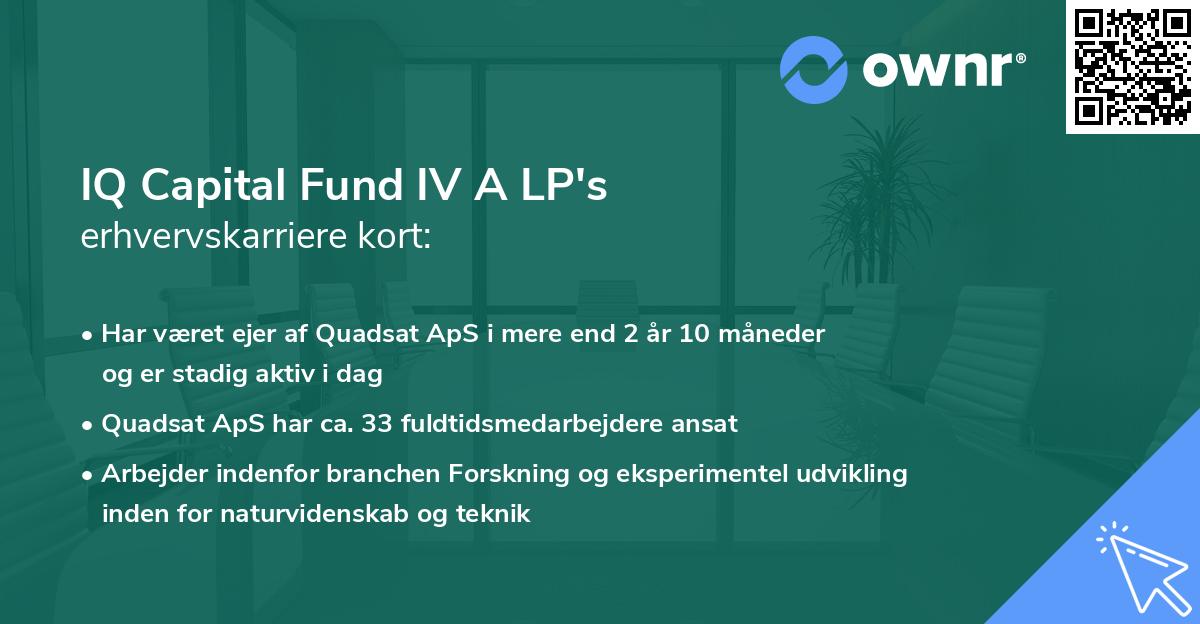 IQ Capital Fund IV A LP's erhvervskarriere kort