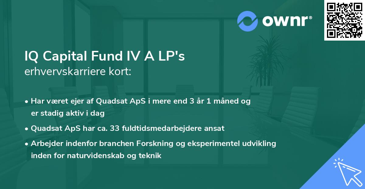 IQ Capital Fund IV A LP's erhvervskarriere kort