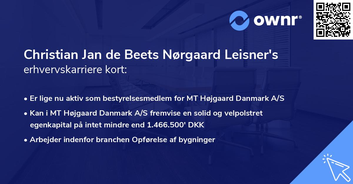 Christian Jan de Beets Nørgaard Leisner's erhvervskarriere kort