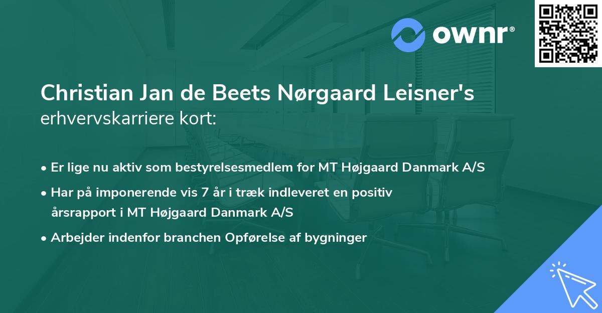 Christian Jan de Beets Nørgaard Leisner's erhvervskarriere kort