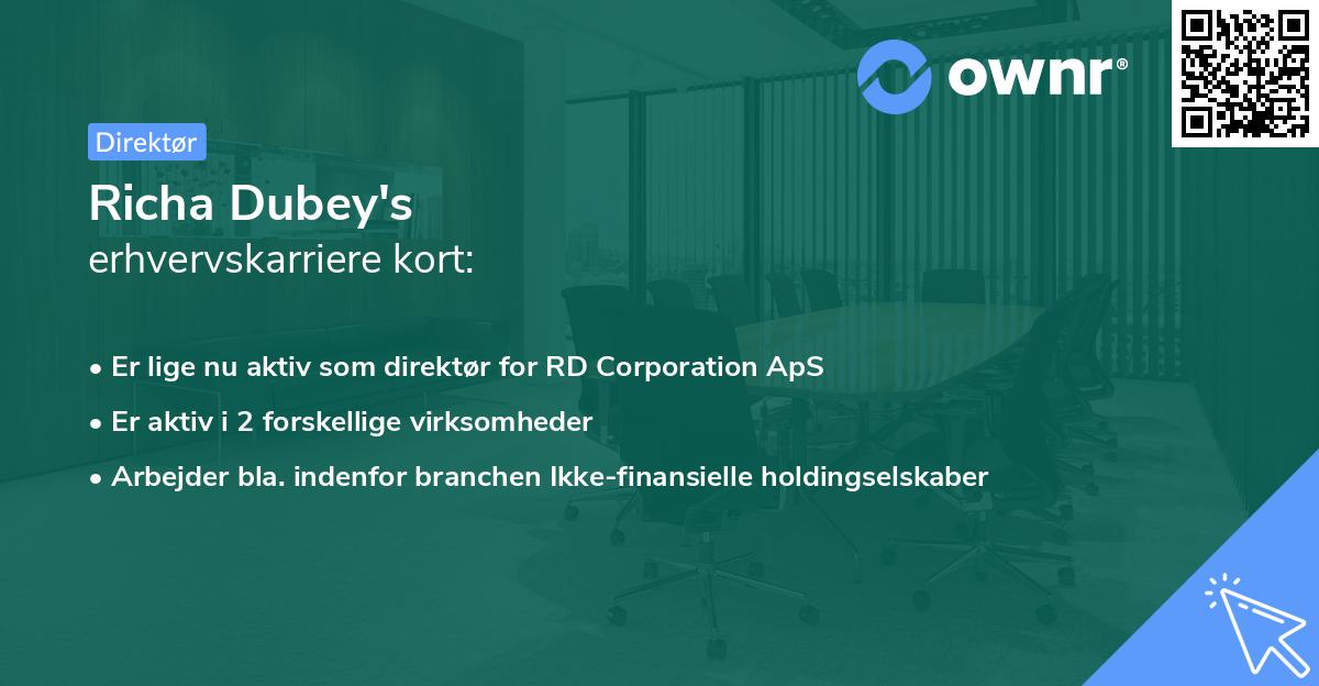 Richa Dubey's erhvervskarriere kort
