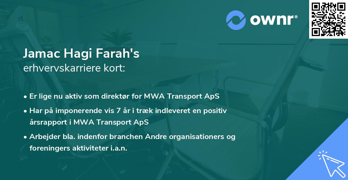 Jamac Hagi Farah's erhvervskarriere kort