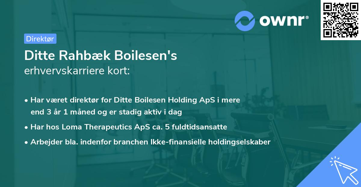 Ditte Rahbæk Boilesen's erhvervskarriere kort