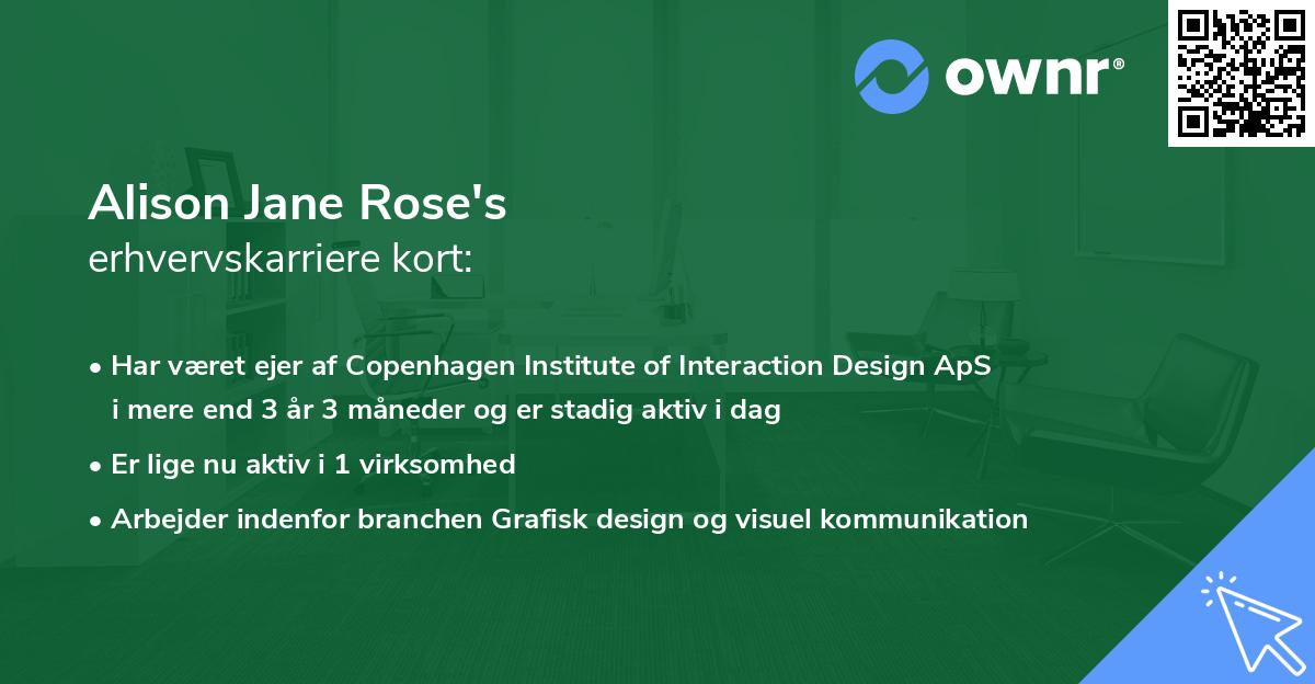 Alison Jane Rose's erhvervskarriere kort