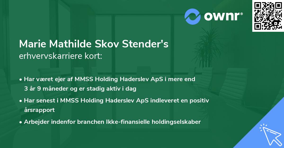 Marie Mathilde Skov Stender's erhvervskarriere kort