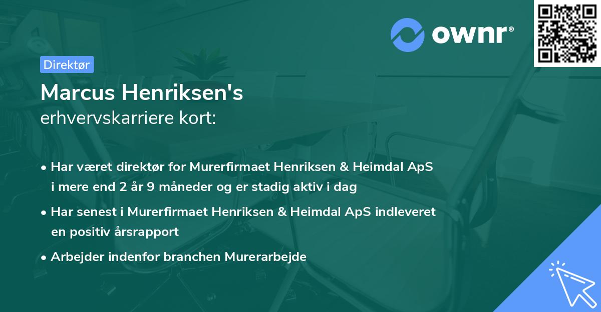 Marcus Henriksen's erhvervskarriere kort