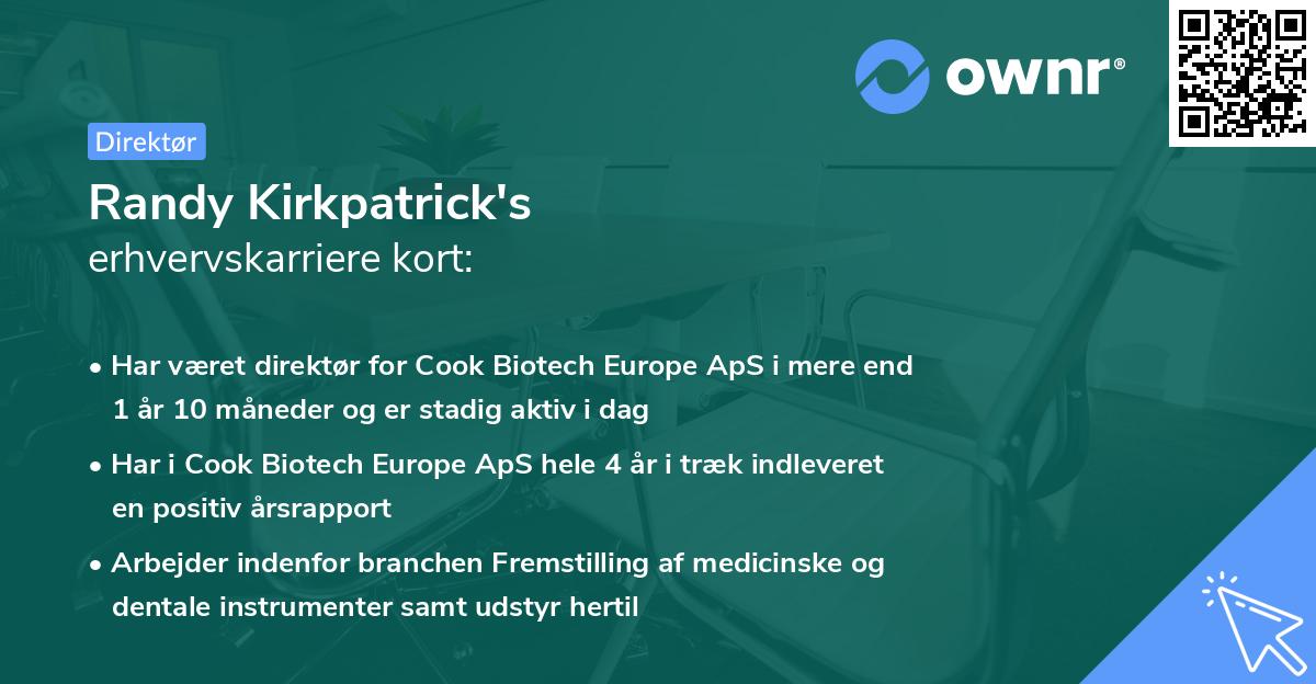 Randy Kirkpatrick's erhvervskarriere kort