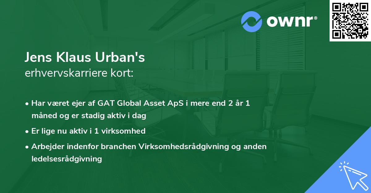 Jens Klaus Urban's erhvervskarriere kort