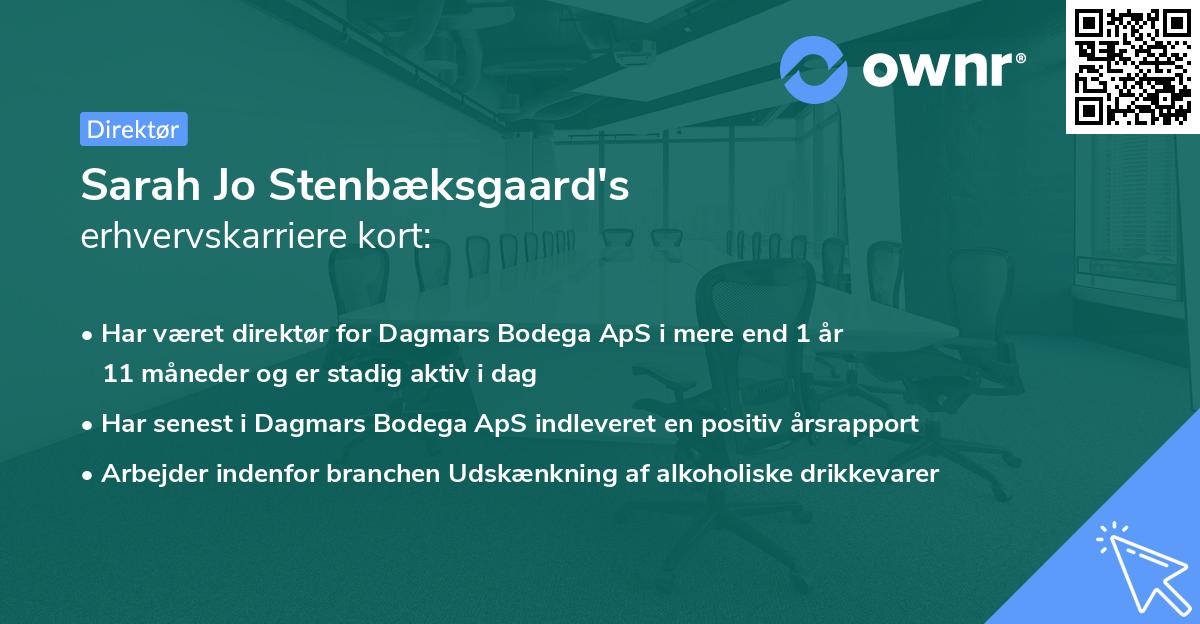 Sarah Jo Stenbæksgaard's erhvervskarriere kort