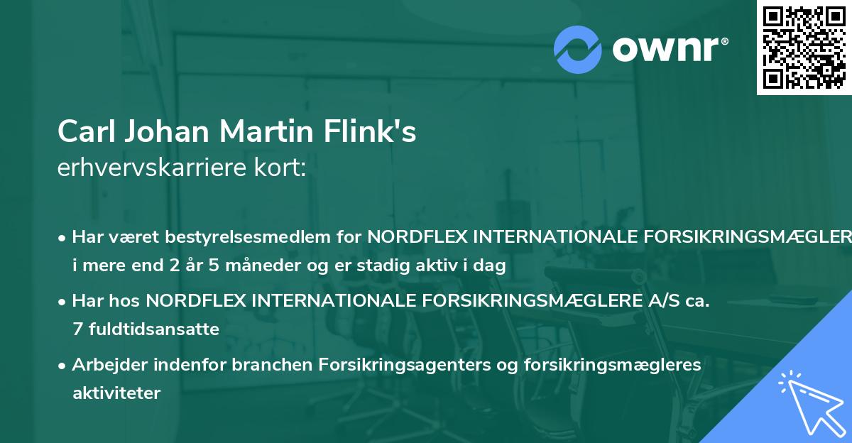Carl Johan Martin Flink's erhvervskarriere kort
