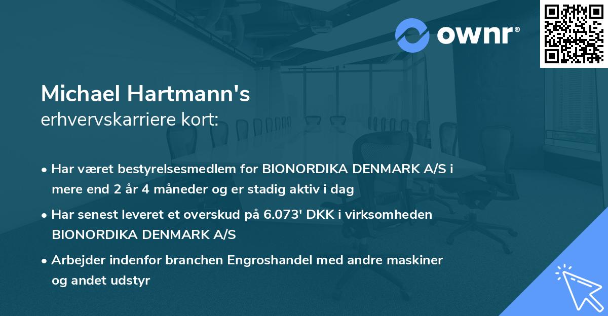 Michael Hartmann's erhvervskarriere kort