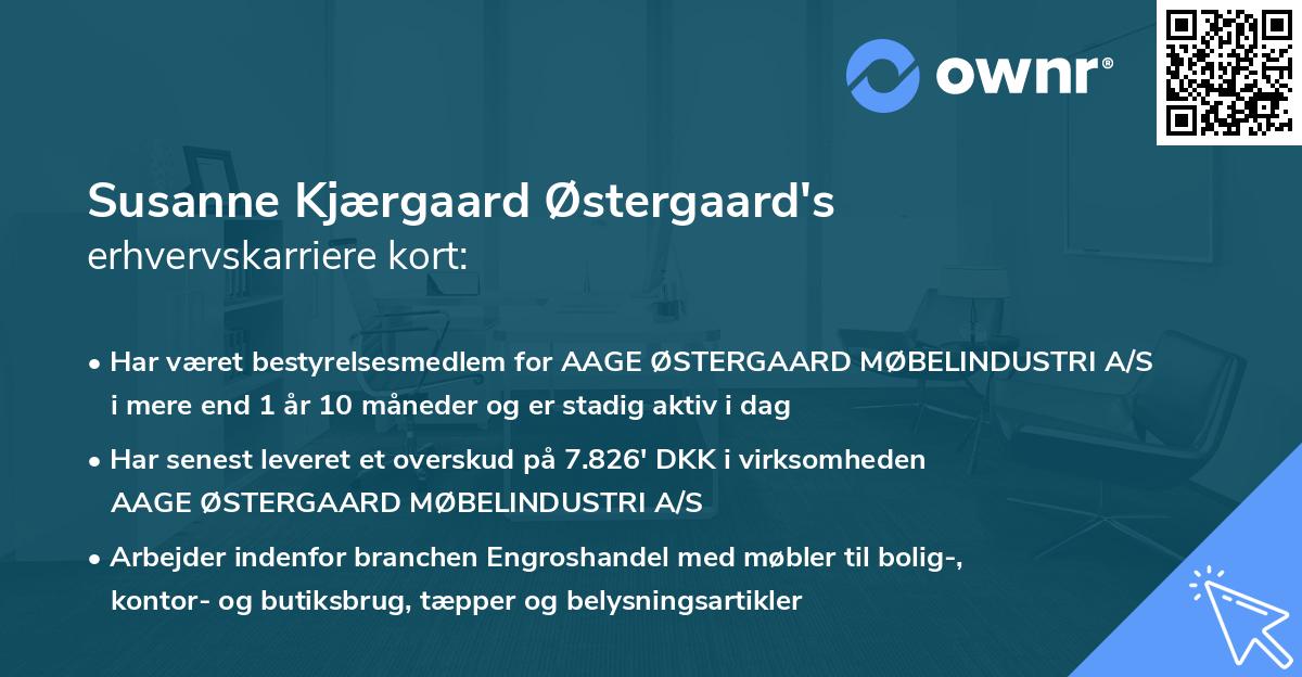Susanne Kjærgaard Østergaard's erhvervskarriere kort