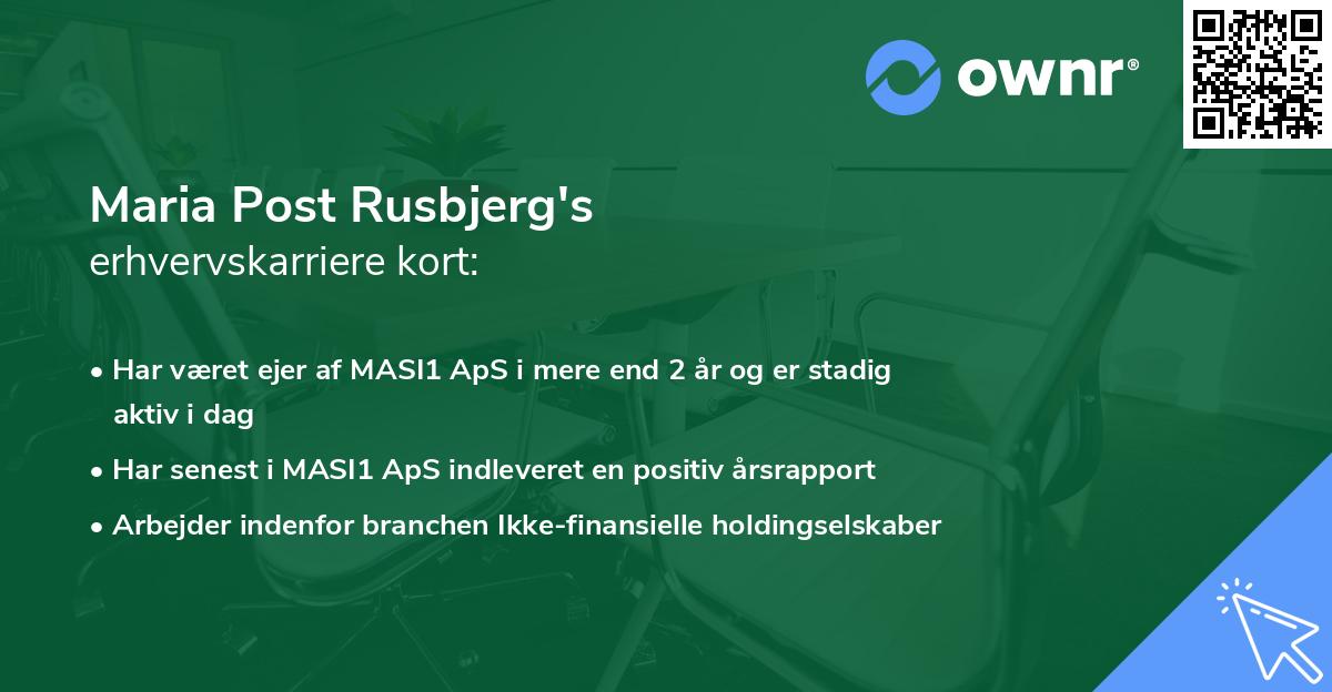 Maria Post Rusbjerg's erhvervskarriere kort