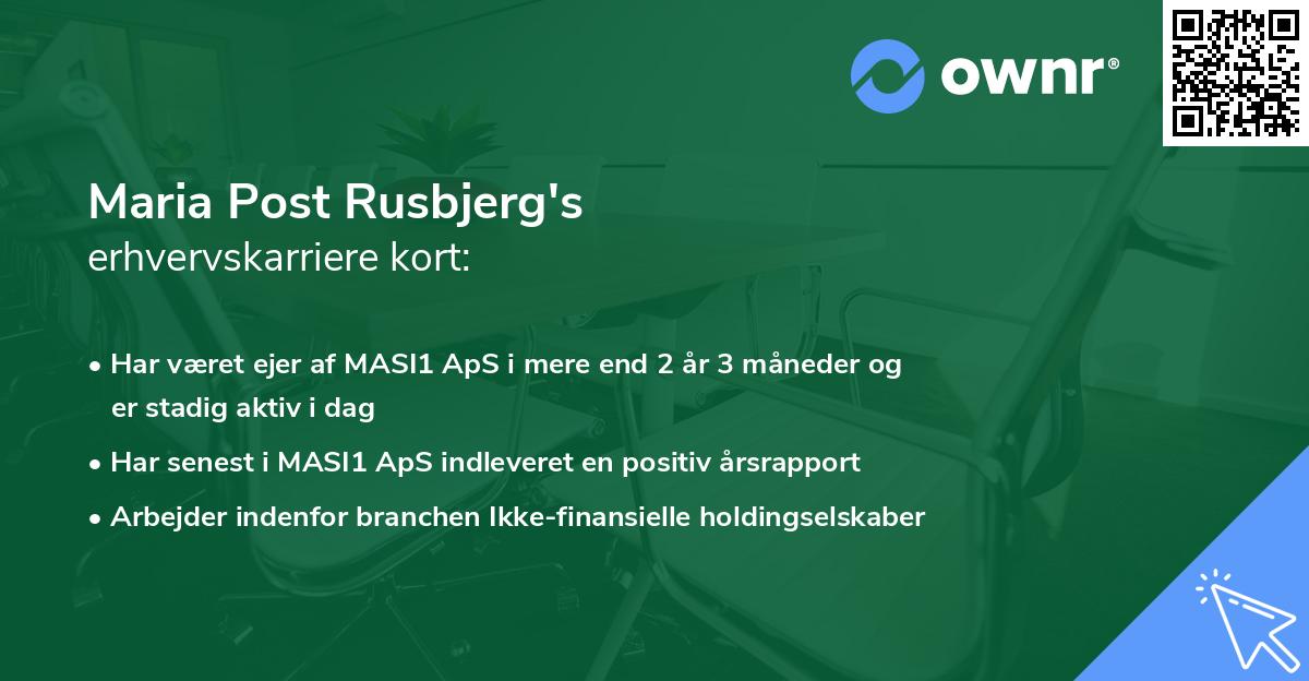 Maria Post Rusbjerg's erhvervskarriere kort