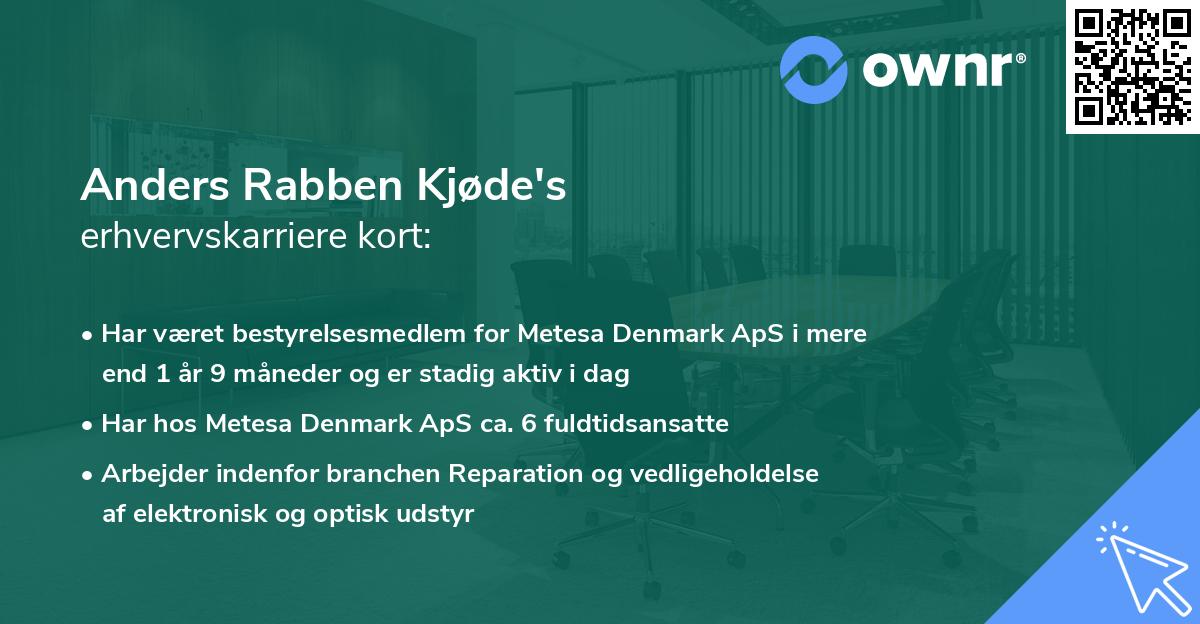Anders Rabben Kjøde's erhvervskarriere kort