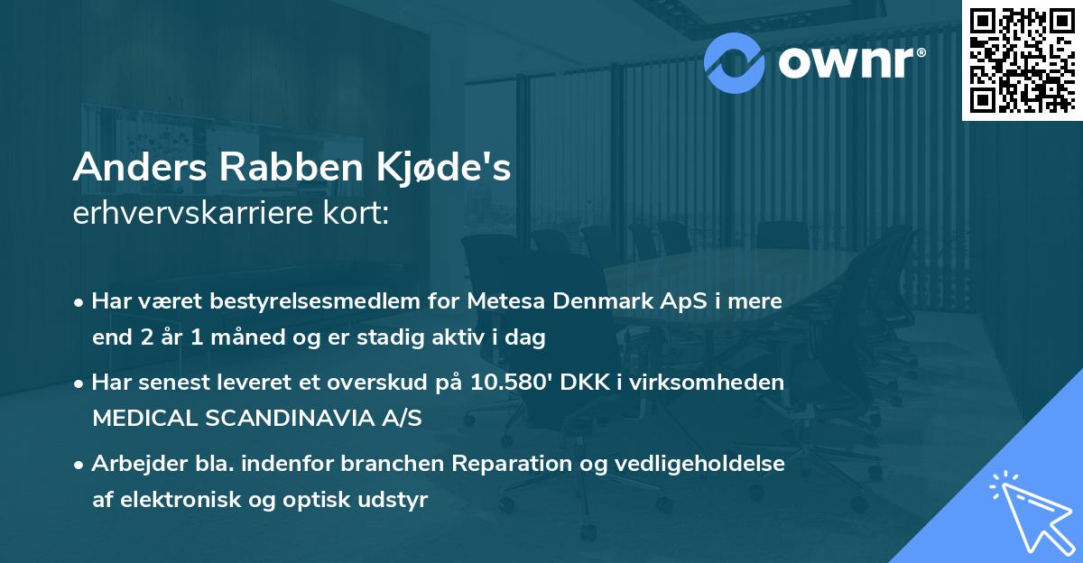 Anders Rabben Kjøde's erhvervskarriere kort
