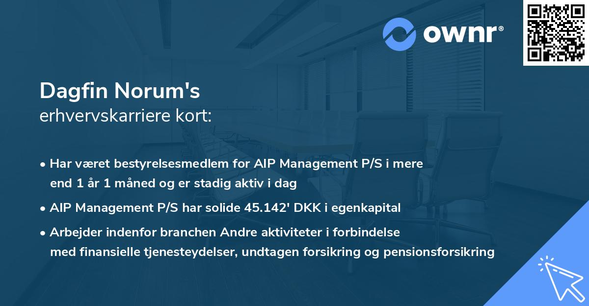 Dagfin Norum's erhvervskarriere kort
