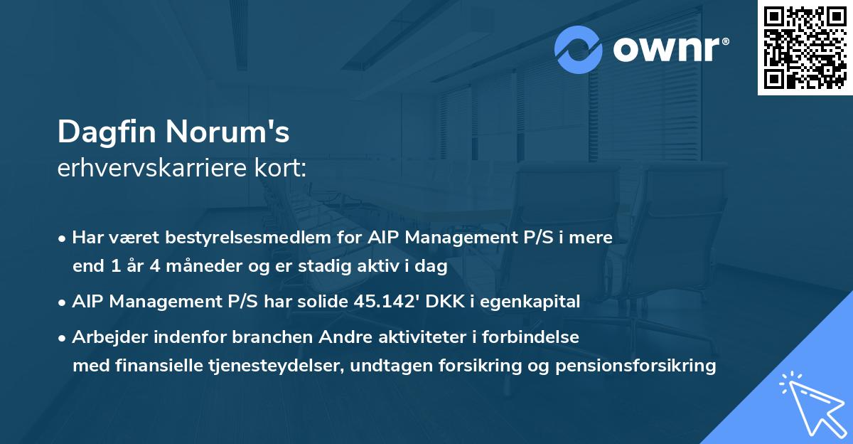 Dagfin Norum's erhvervskarriere kort