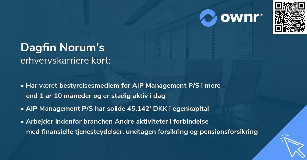 Dagfin Norum's erhvervskarriere kort