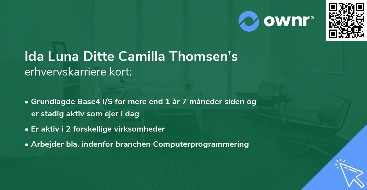 Ida Luna Ditte Camilla Thomsen's erhvervskarriere kort