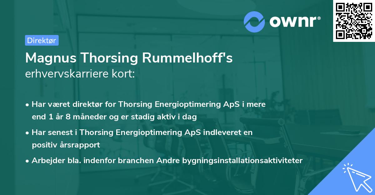 Magnus Thorsing Rummelhoff's erhvervskarriere kort