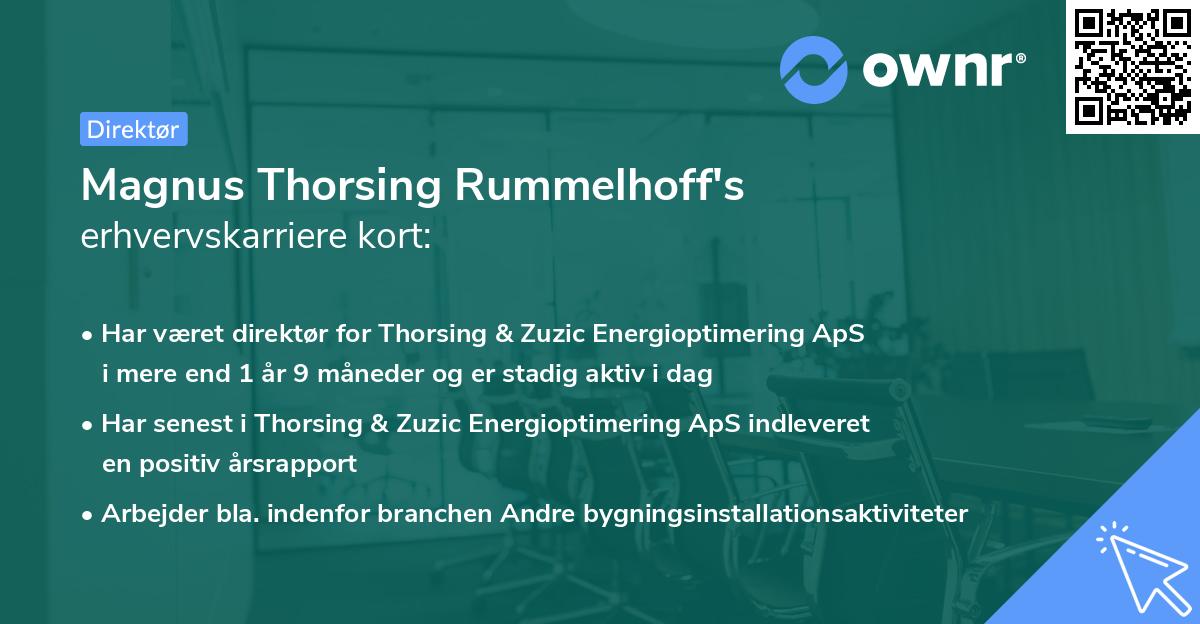 Magnus Thorsing Rummelhoff's erhvervskarriere kort