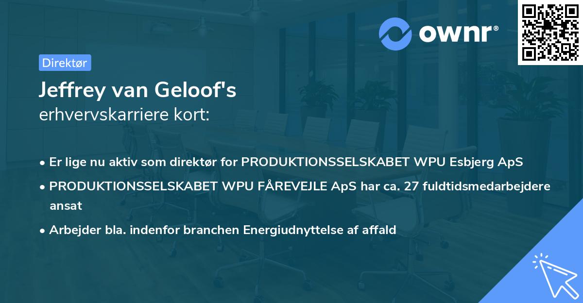 Jeffrey van Geloof's erhvervskarriere kort