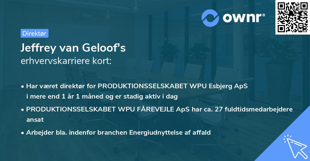 Jeffrey van Geloof's erhvervskarriere kort