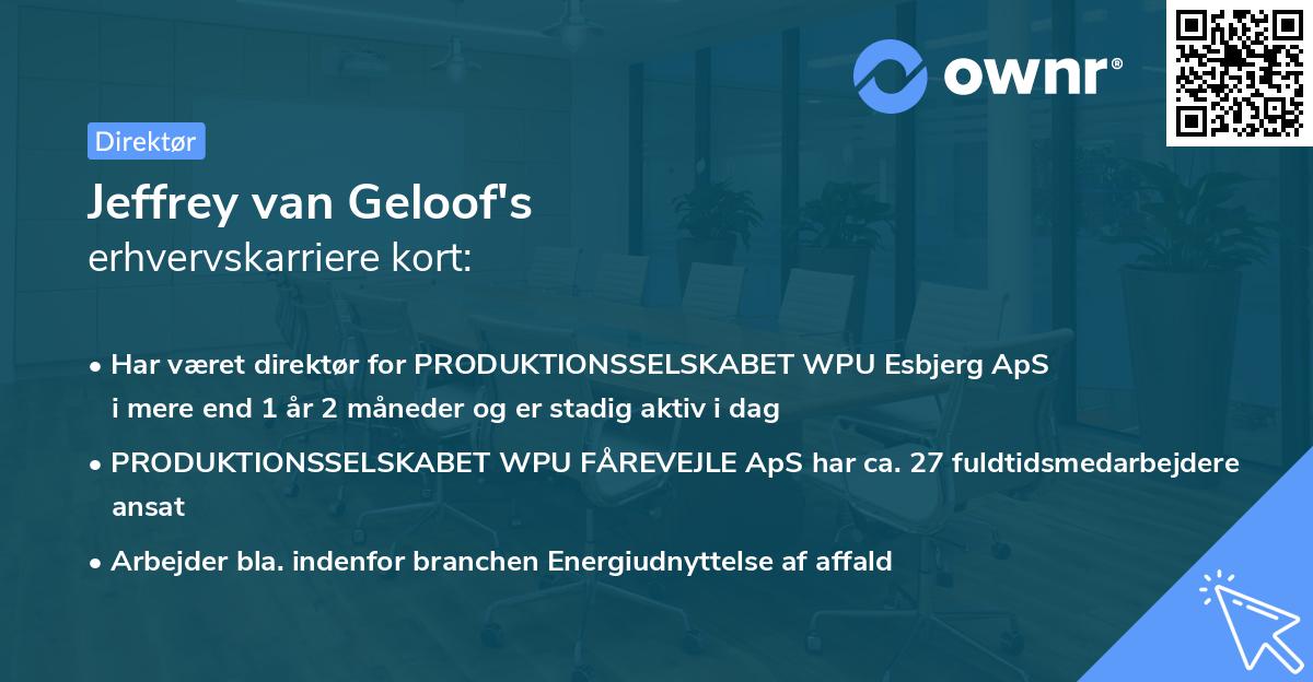 Jeffrey van Geloof's erhvervskarriere kort