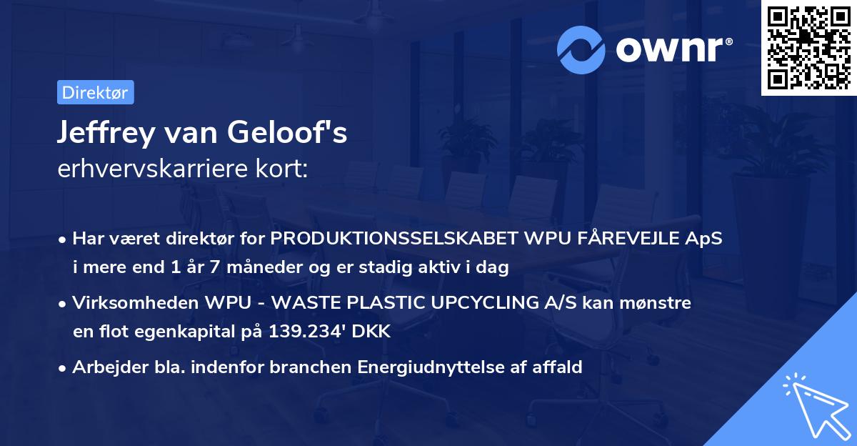 Jeffrey van Geloof's erhvervskarriere kort
