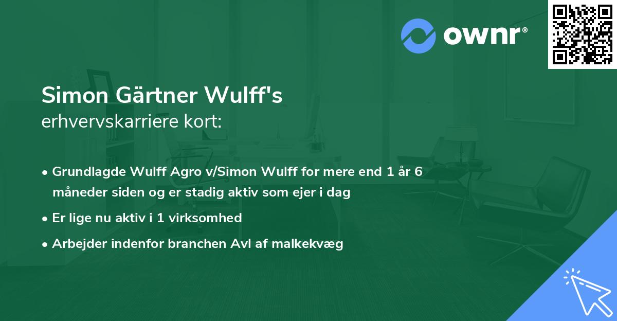 Simon Gärtner Wulff's erhvervskarriere kort