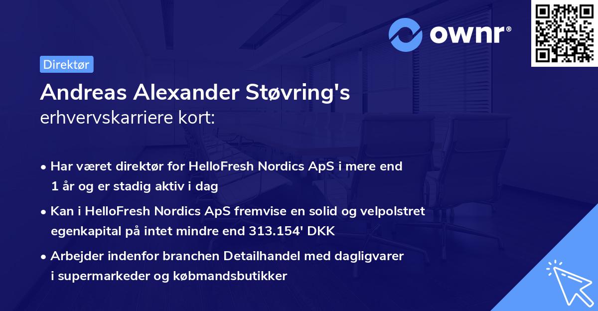 Andreas Alexander Støvring's erhvervskarriere kort