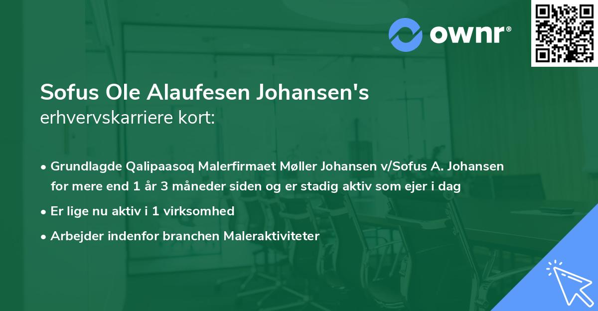 Sofus Ole Alaufesen Johansen's erhvervskarriere kort