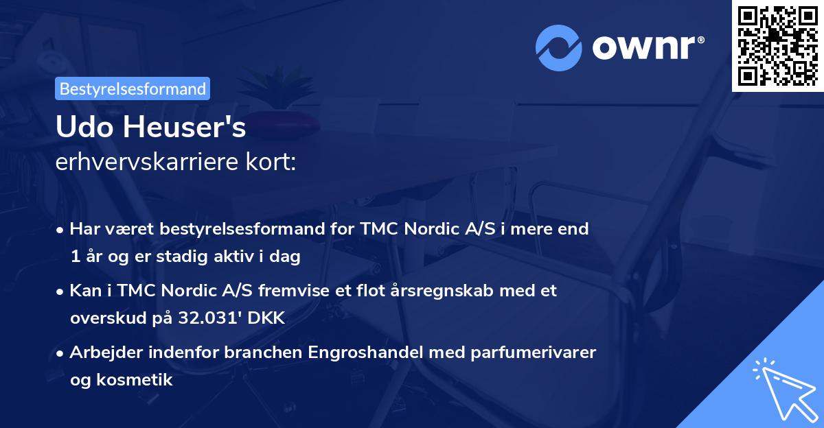 Udo Heuser's erhvervskarriere kort