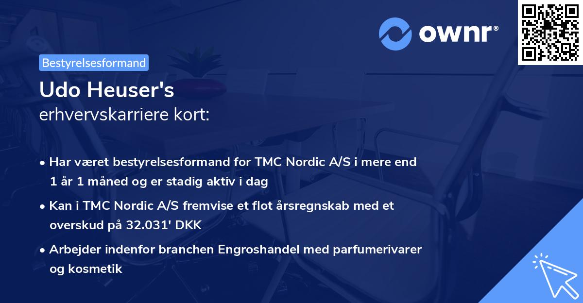 Udo Heuser's erhvervskarriere kort