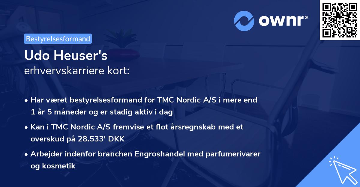 Udo Heuser's erhvervskarriere kort