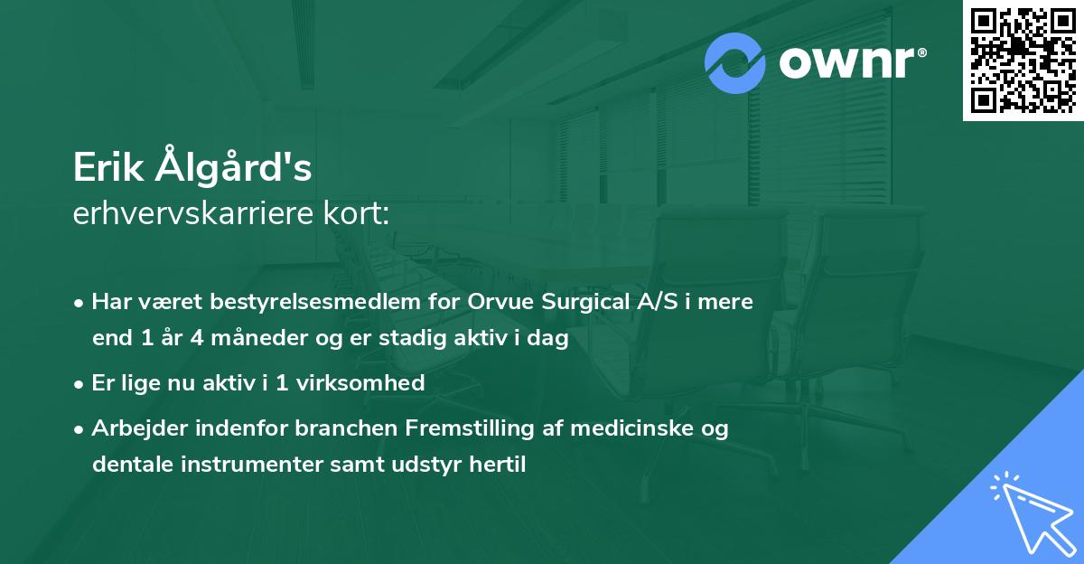 Erik Ålgård's erhvervskarriere kort