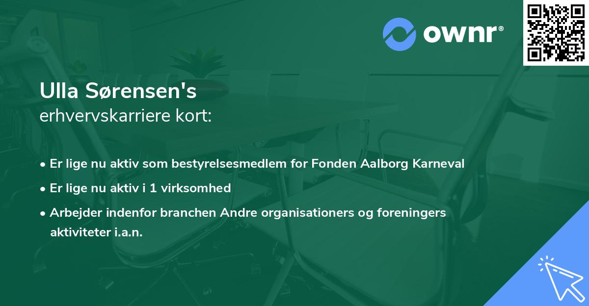 Ulla Sørensen's erhvervskarriere kort