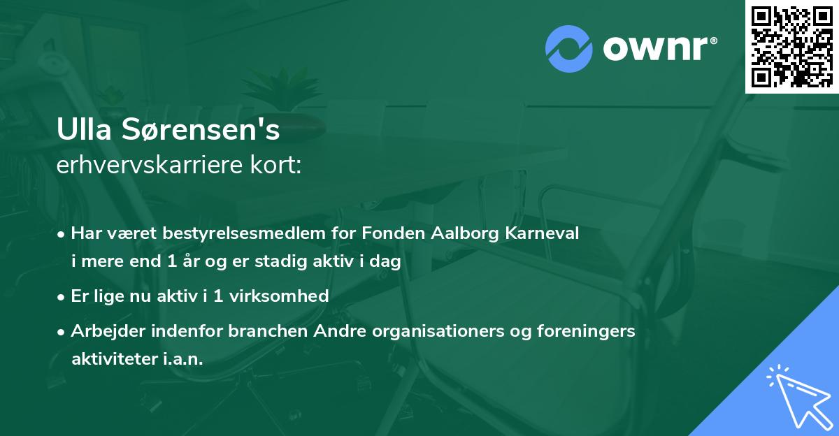 Ulla Sørensen's erhvervskarriere kort