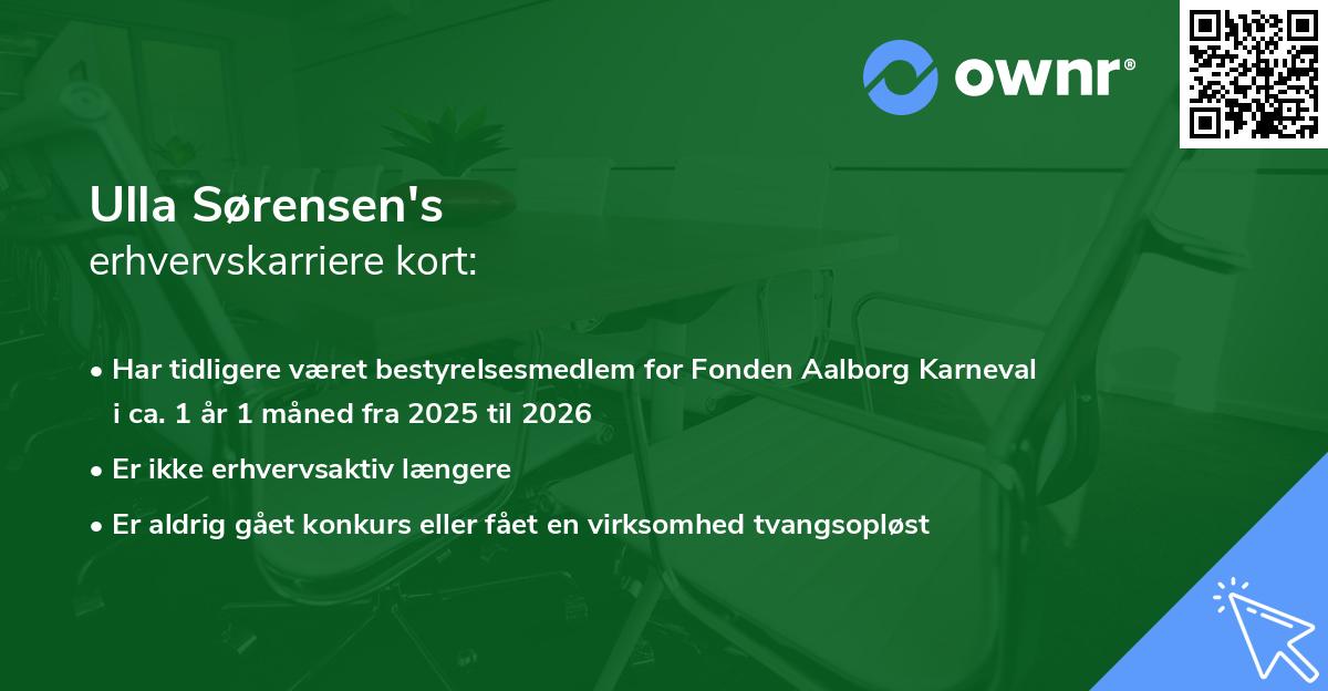 Ulla Sørensen's erhvervskarriere kort