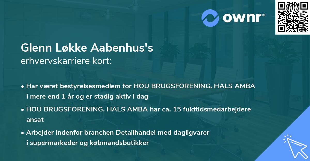 Glenn Løkke Aabenhus's erhvervskarriere kort