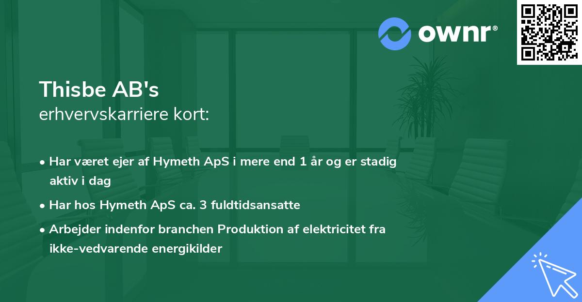 Thisbe AB's erhvervskarriere kort
