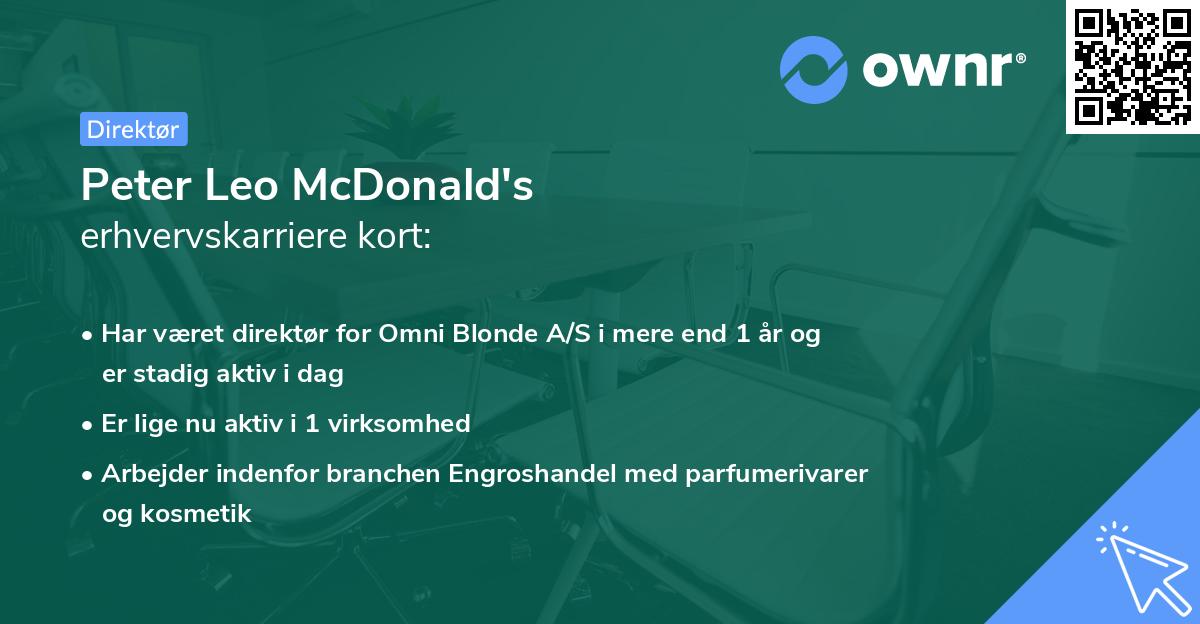 Peter Leo McDonald's erhvervskarriere kort