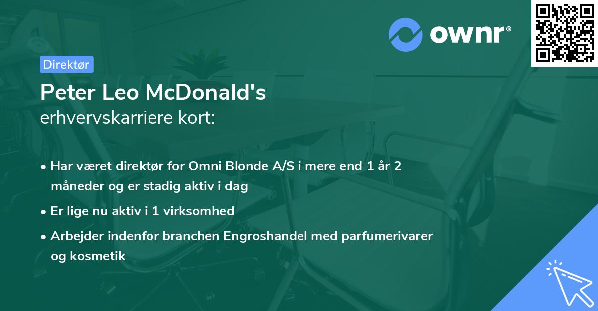 Peter Leo McDonald's erhvervskarriere kort