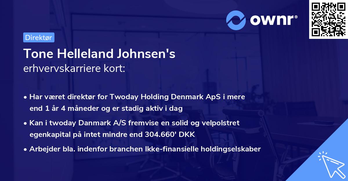 Tone Helleland Johnsen's erhvervskarriere kort