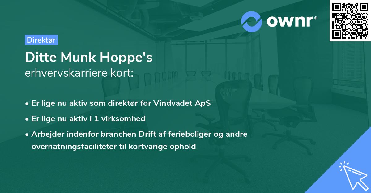 Ditte Munk Hoppe's erhvervskarriere kort