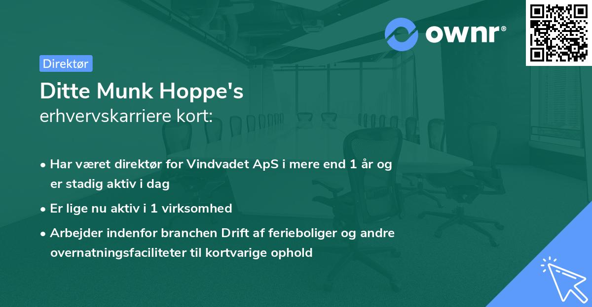 Ditte Munk Hoppe's erhvervskarriere kort