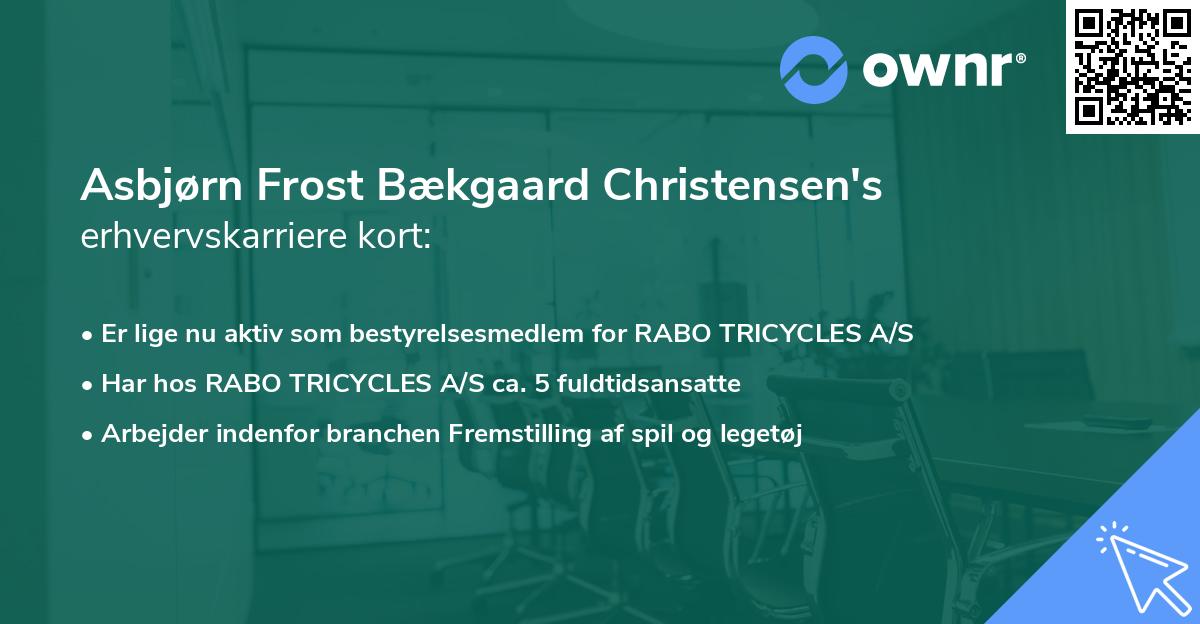 Asbjørn Frost Bækgaard Christensen's erhvervskarriere kort